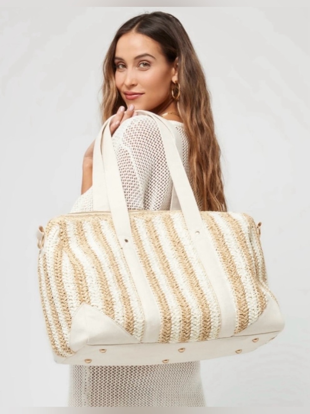 L*Space Endless Summer Duffle Bag Raffia NWT